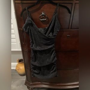 Black, mini spaghetti strap dress